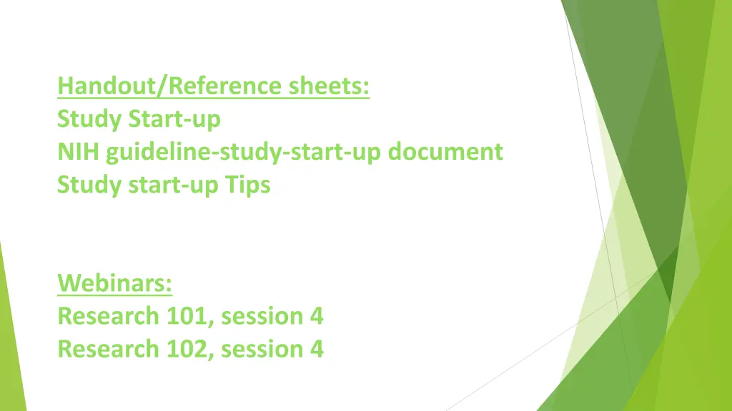 handout reference sheets study start