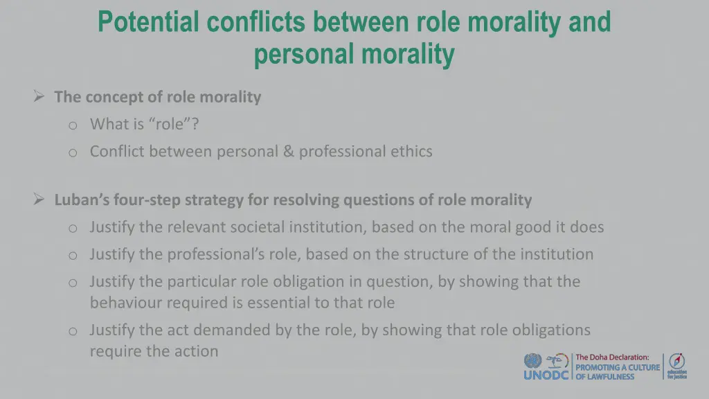 potential conflicts between role morality