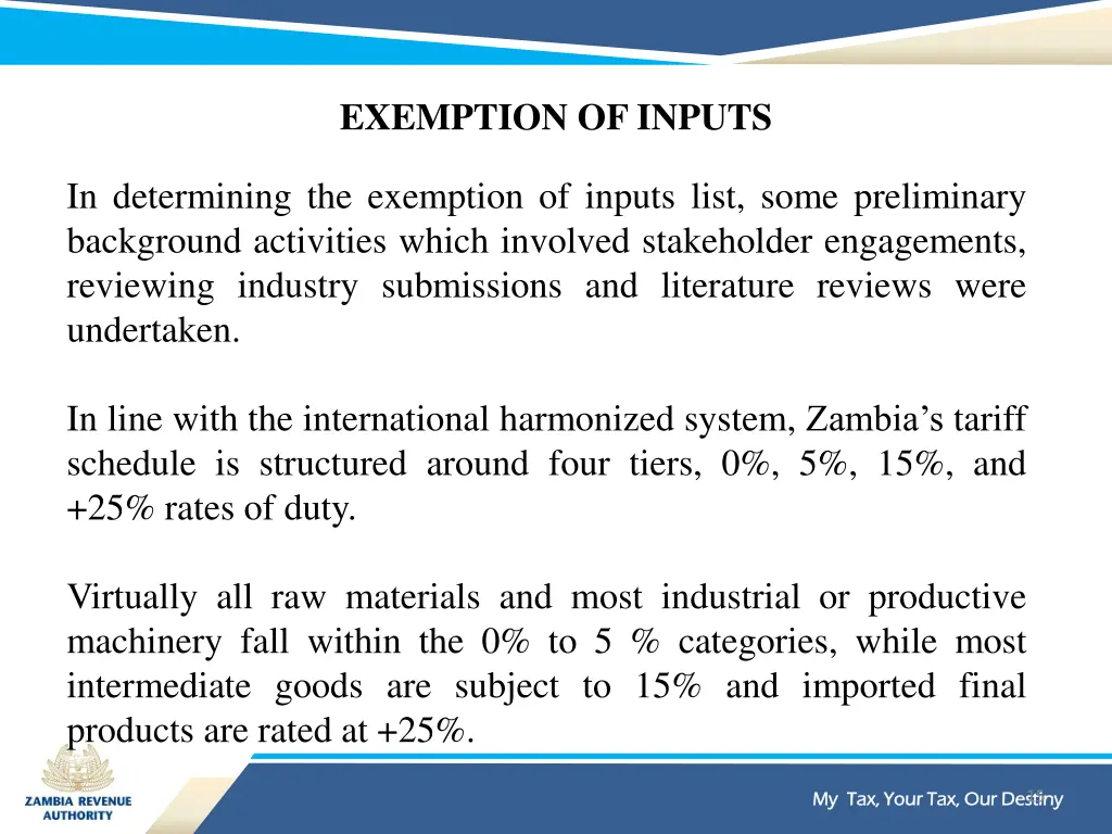 exemption of inputs