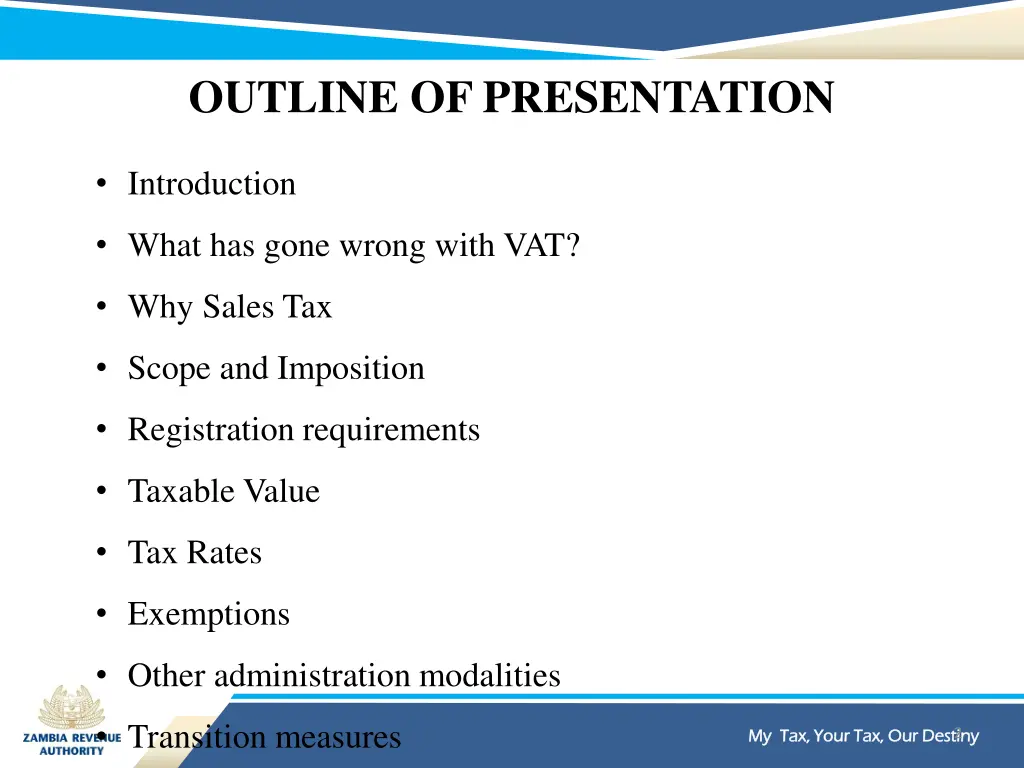 outline of presentation