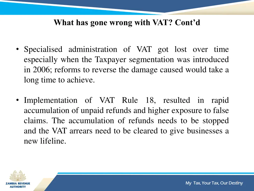 what has gone wrong with vat cont d