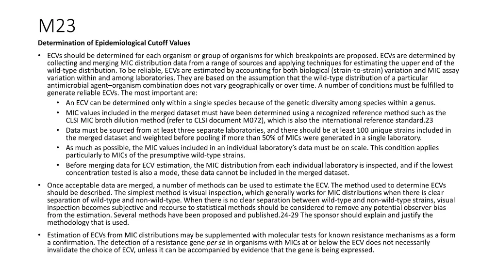 m23 determination of epidemiological cutoff