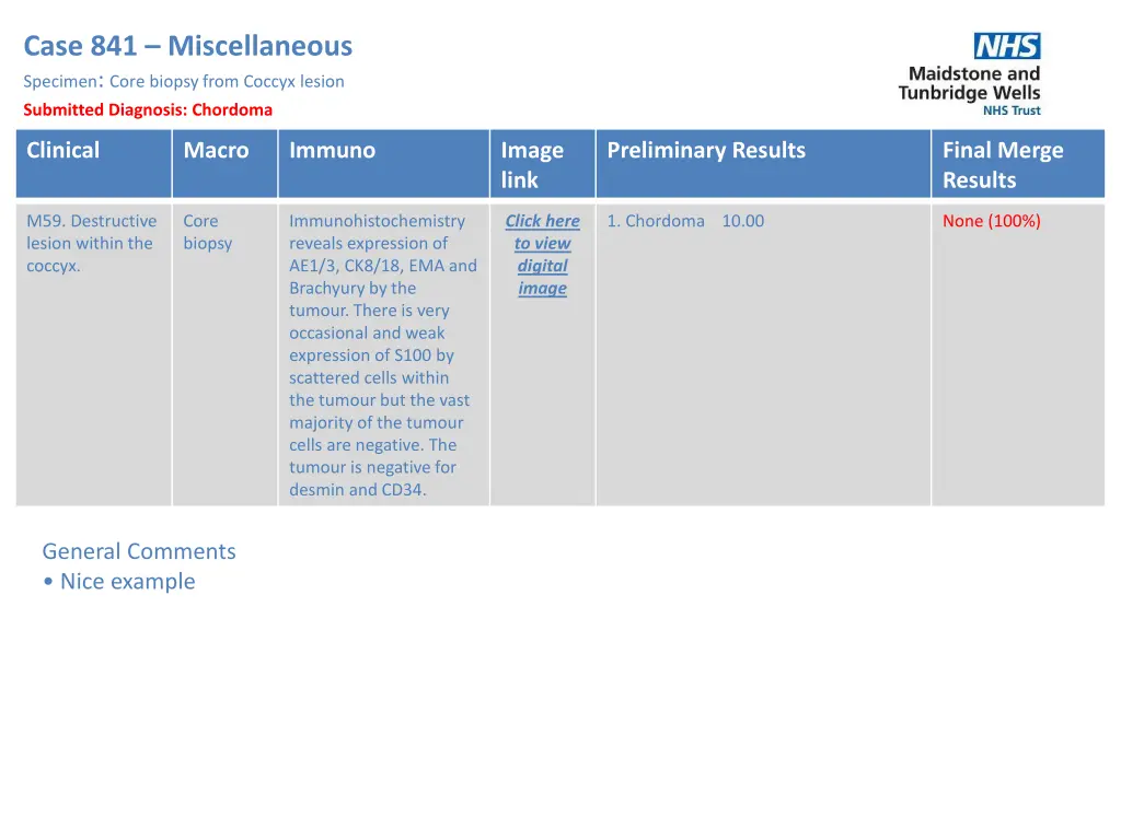 case 841 miscellaneous specimen core biopsy from