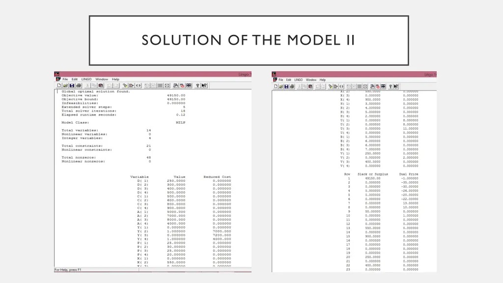 solution of the model ii