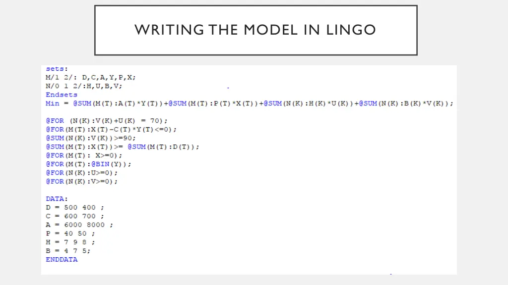 writing the model in lingo 1