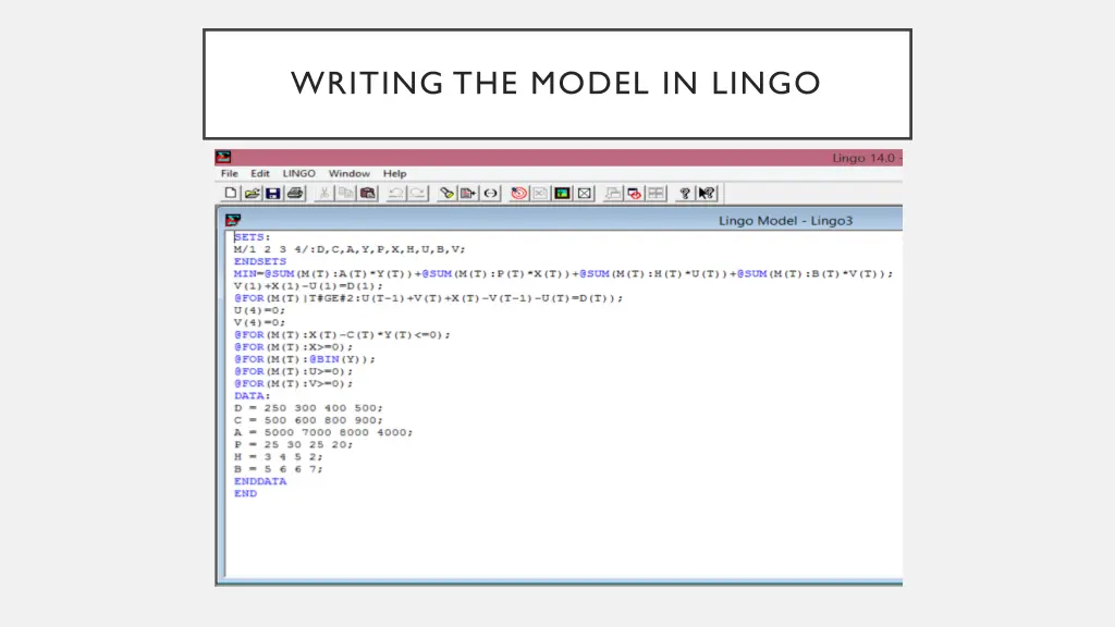 writing the model in lingo