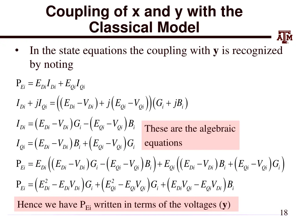 coupling of x and y with the classical model 1