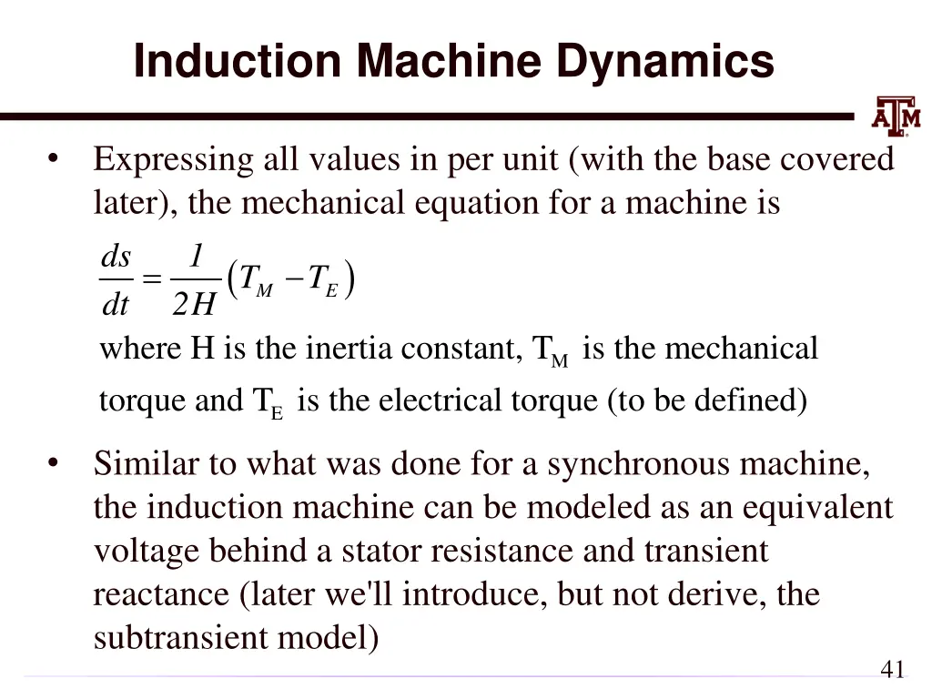 induction machine dynamics