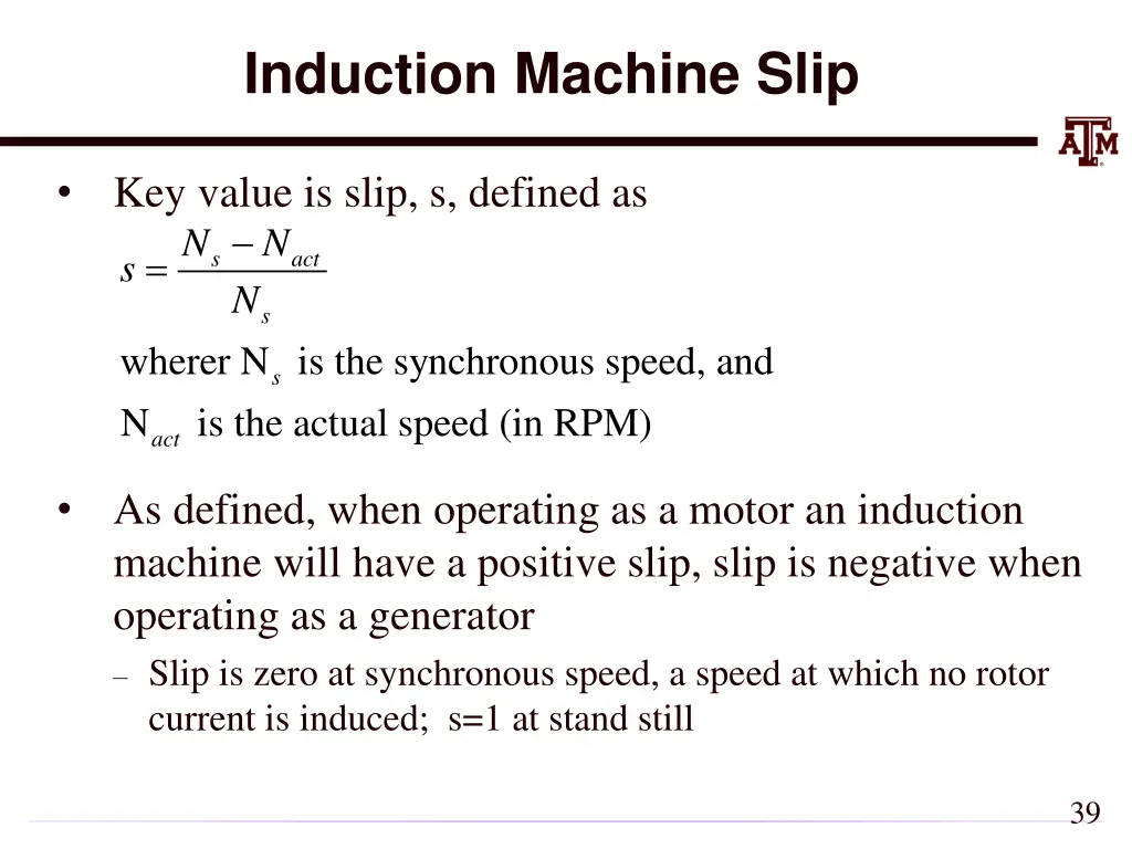 induction machine slip