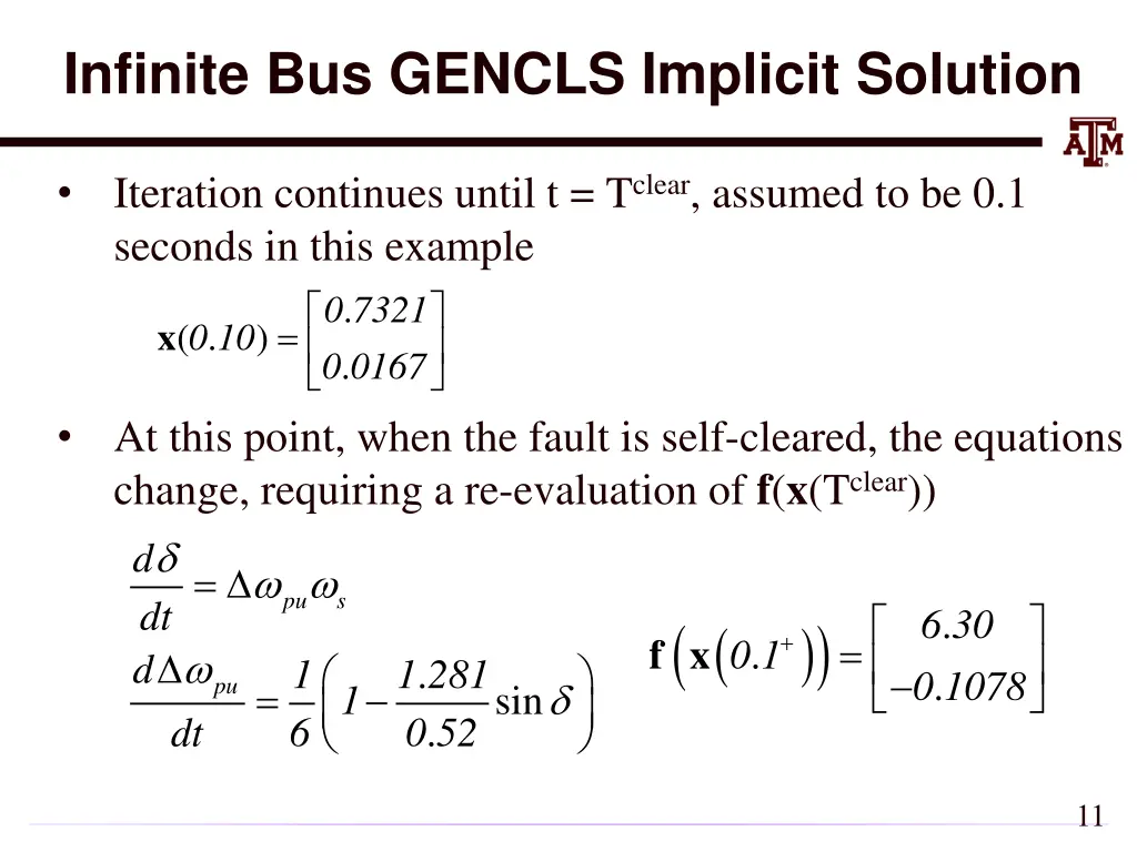 infinite bus gencls implicit solution 4