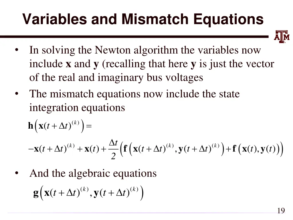 variables and mismatch equations