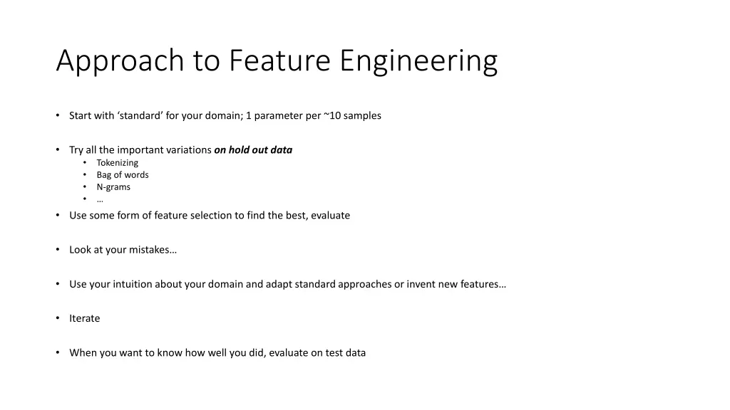 approach to feature engineering