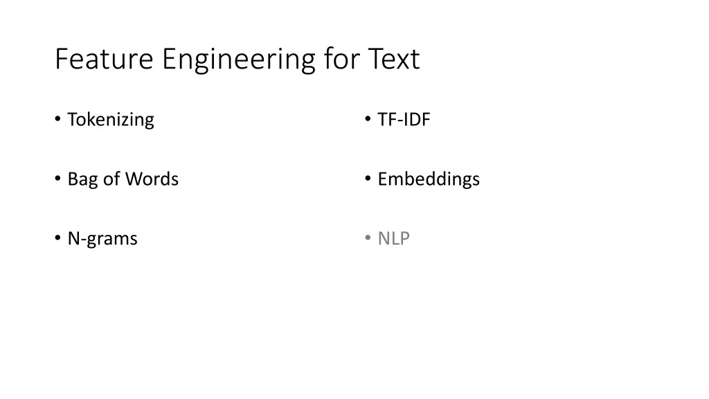 feature engineering for text