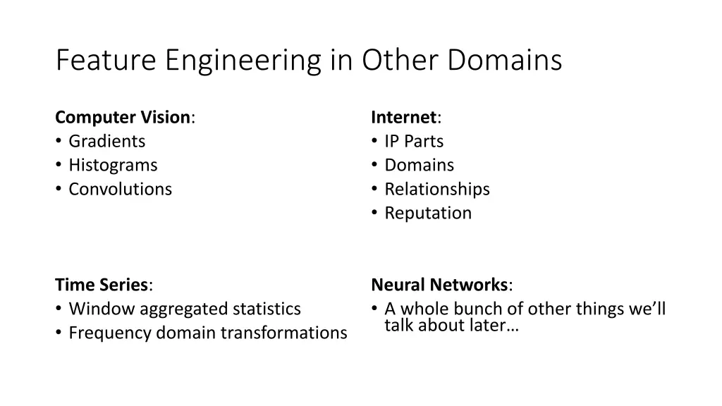 feature engineering in other domains