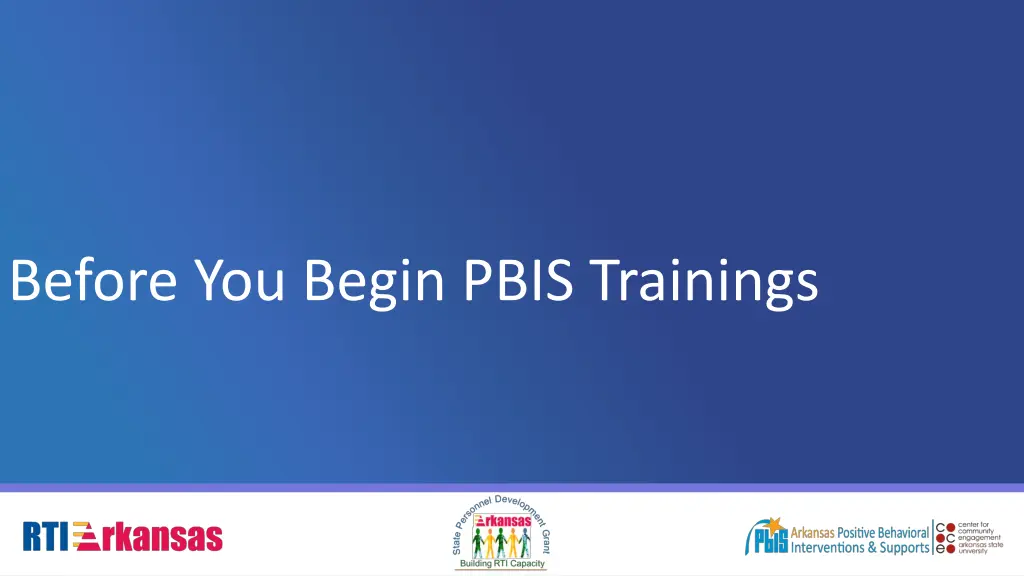 before you begin pbis trainings