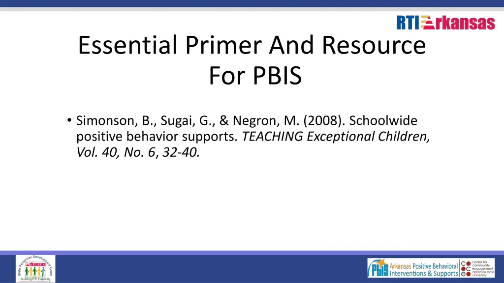 essential primer and resource for pbis