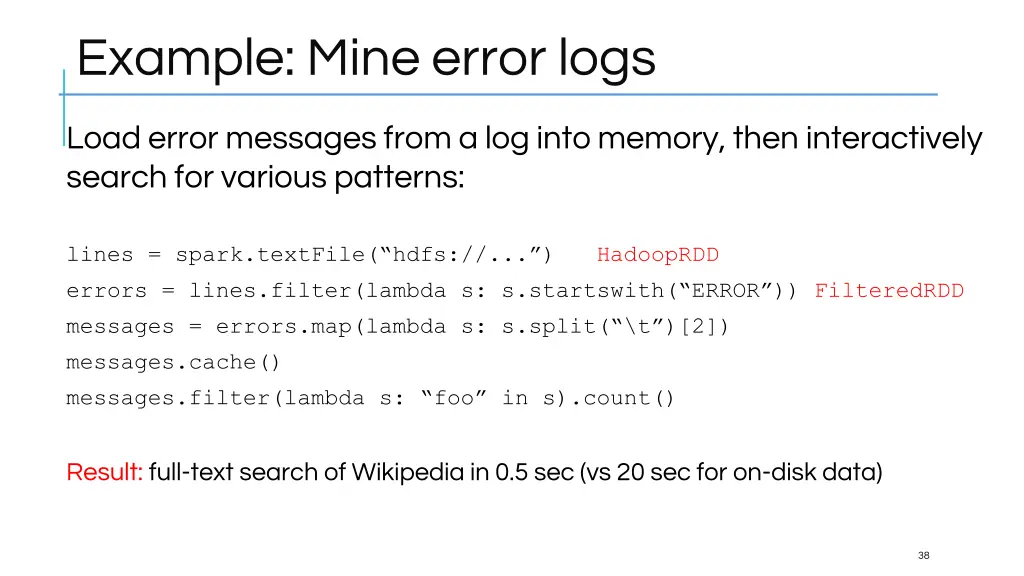 example mine error logs