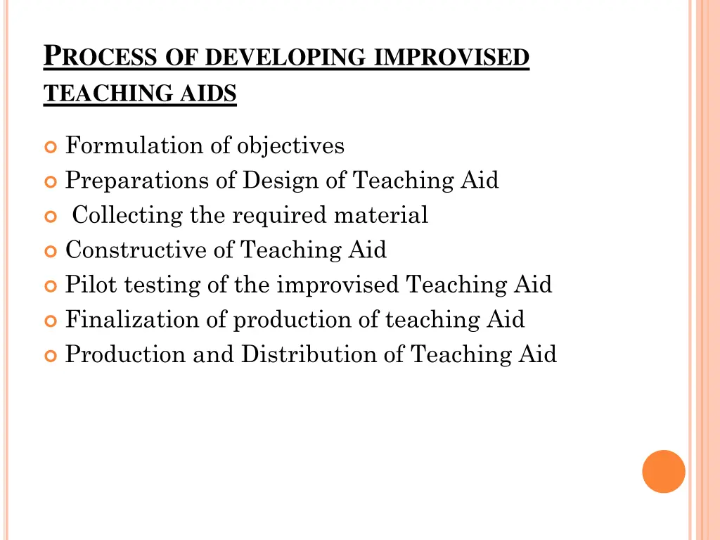 p rocess of developing improvised teaching aids