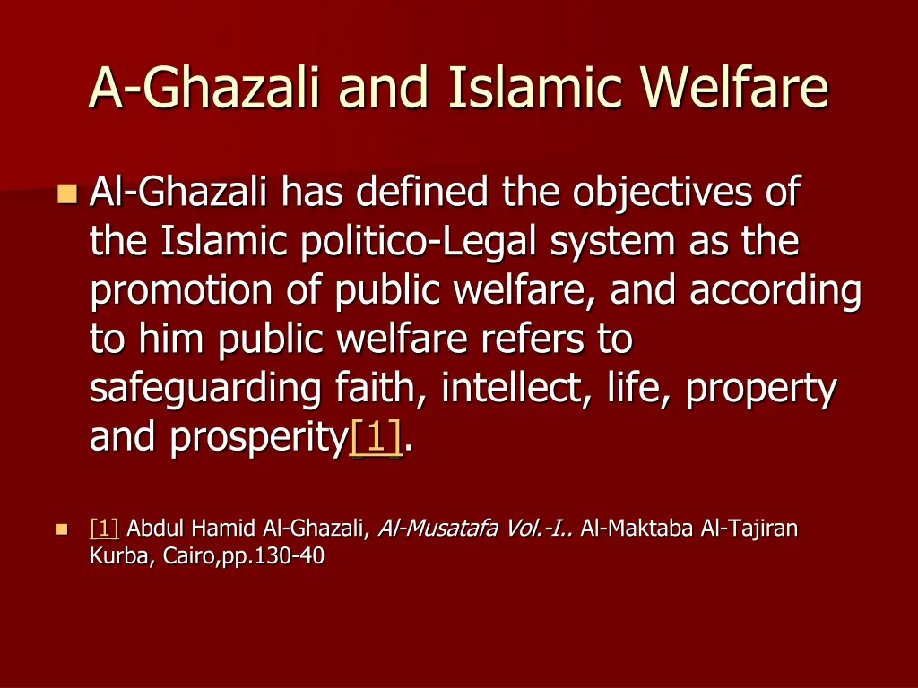 a ghazali and islamic welfare