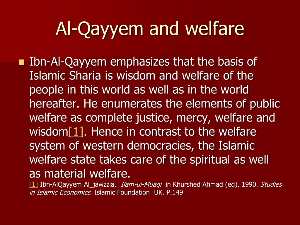 al qayyem and welfare