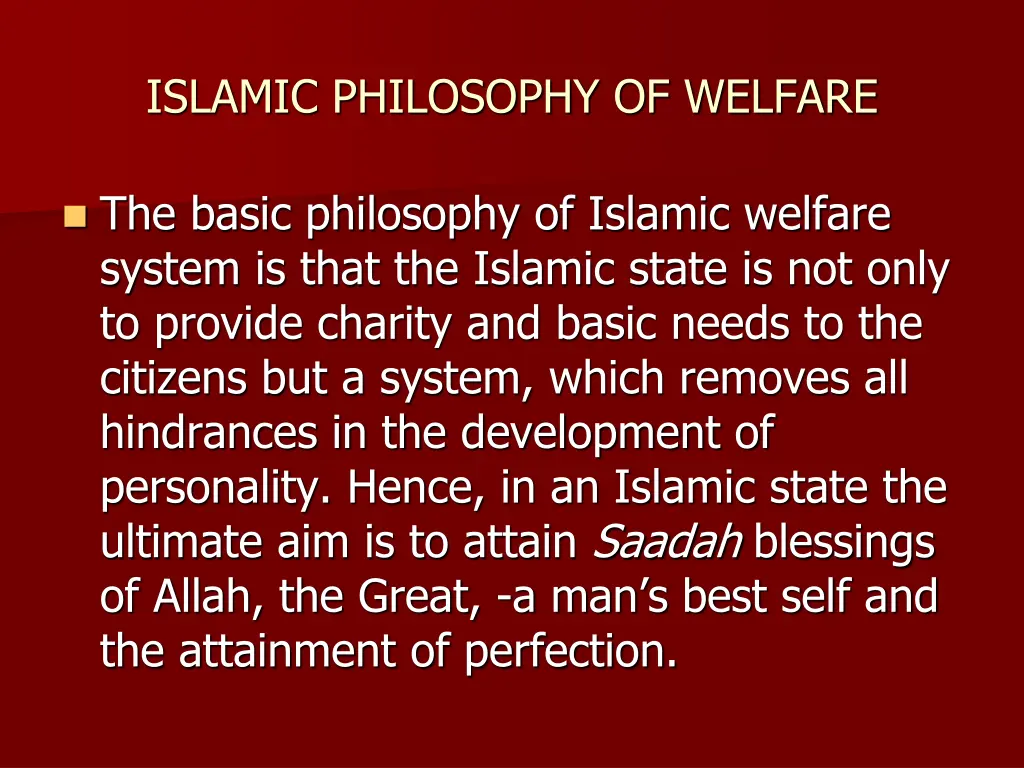 islamic philosophy of welfare