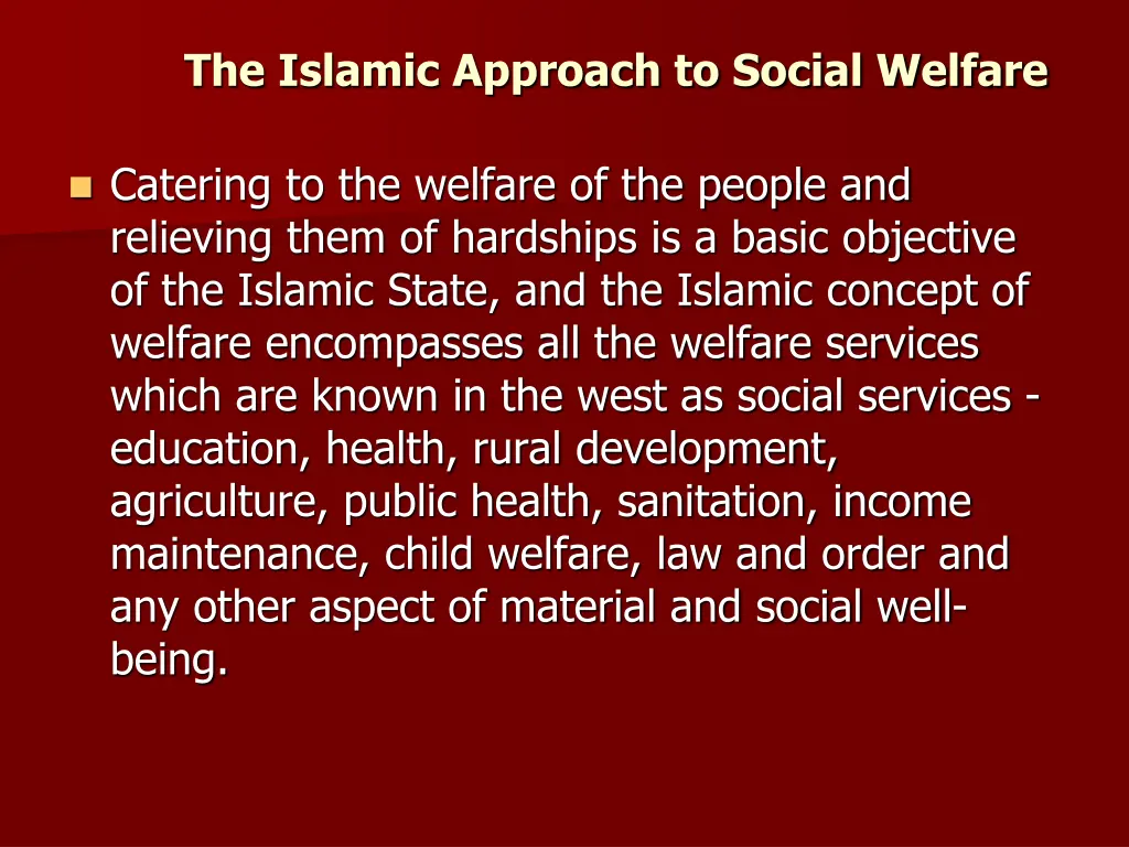 the islamic approach to social welfare