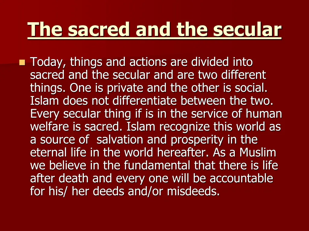 the sacred and the secular