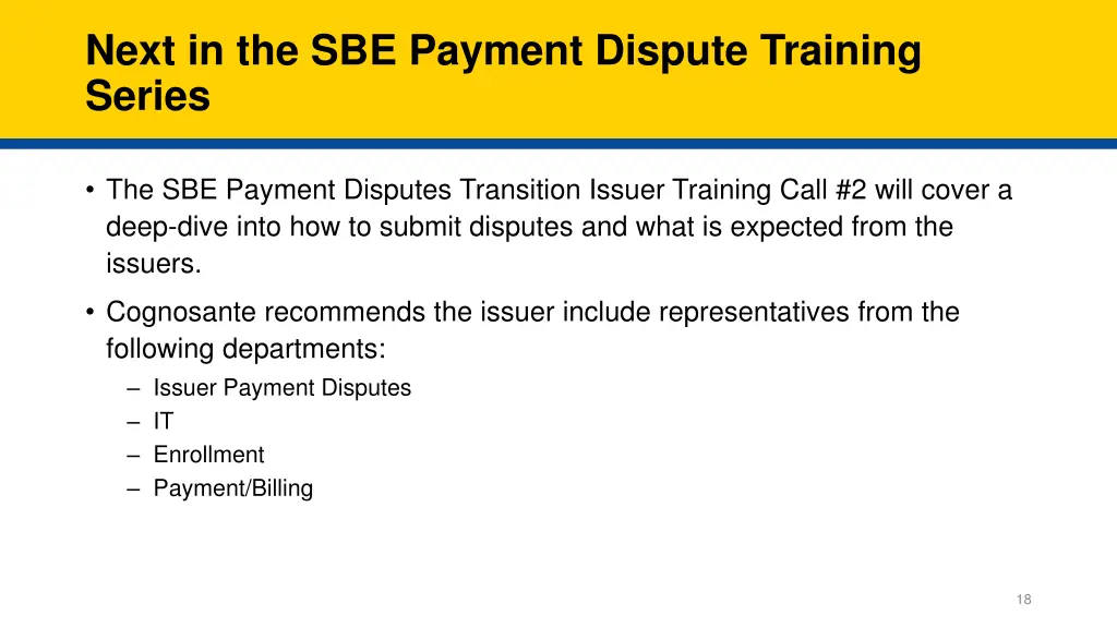 next in the sbe payment dispute training series