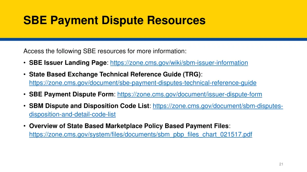 sbe payment dispute resources 1