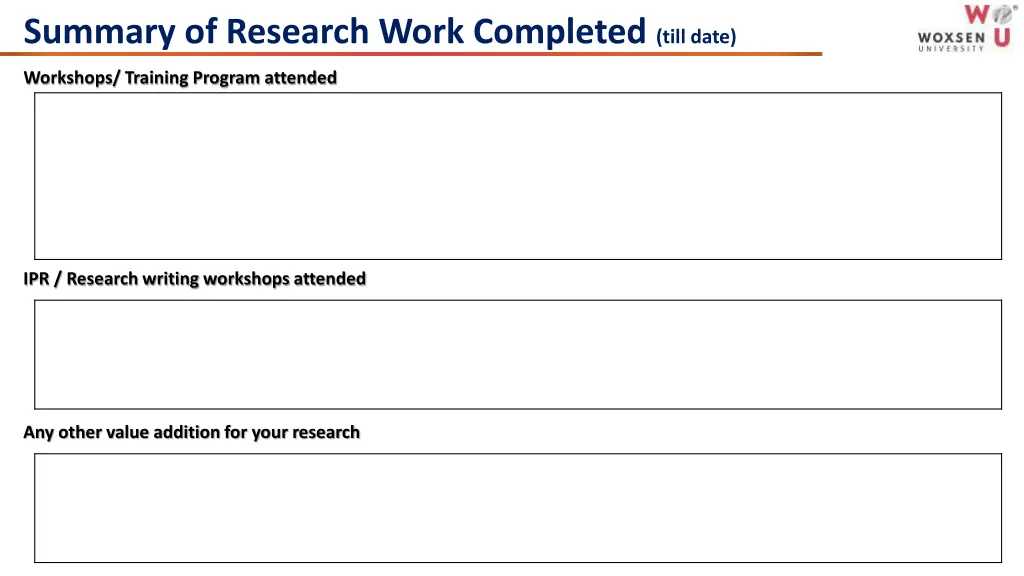 summary of research work completed till date 1