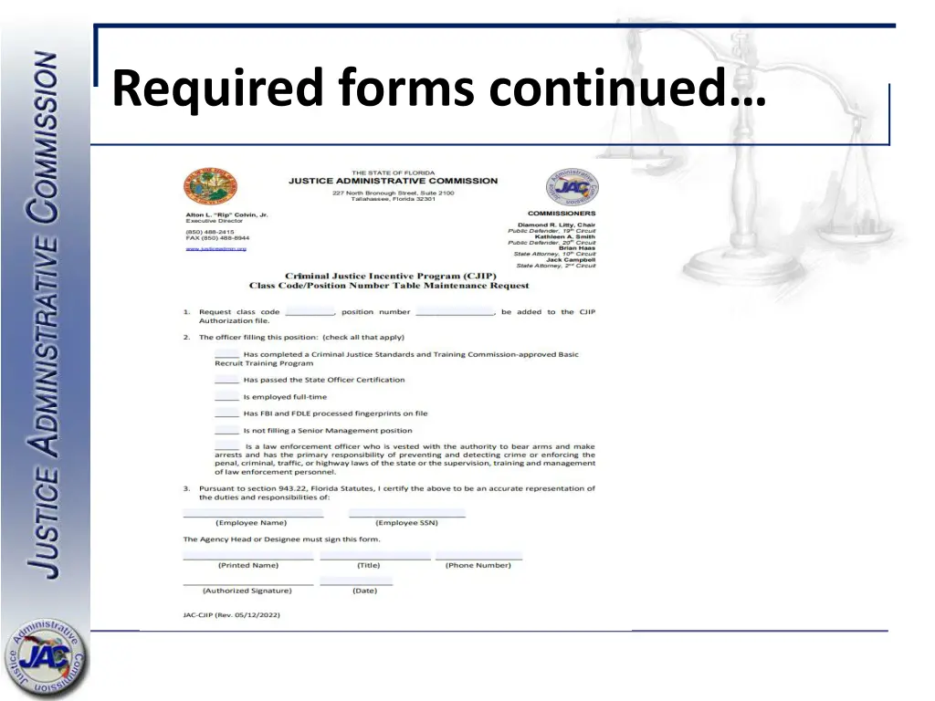 required forms continued