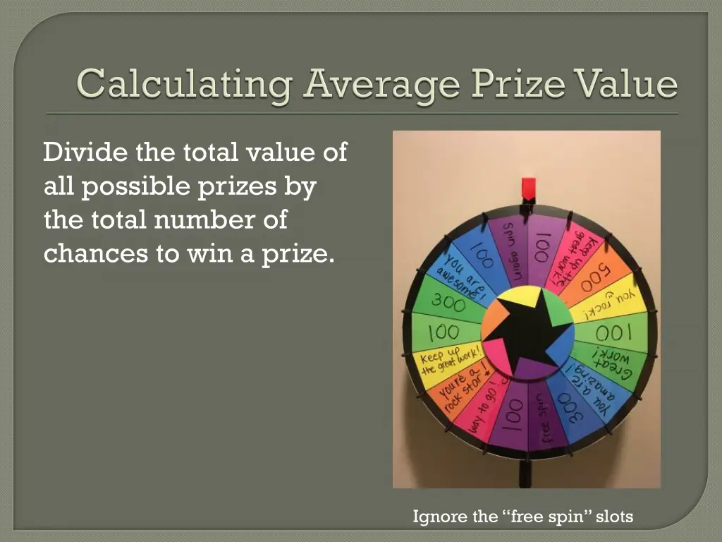 divide the total value of all possible prizes