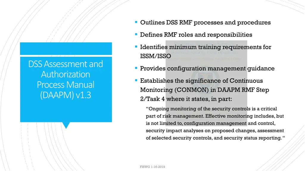 outlines dss rmf processes and procedures