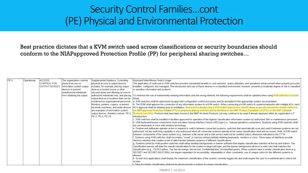 security control families cont pe physical 1