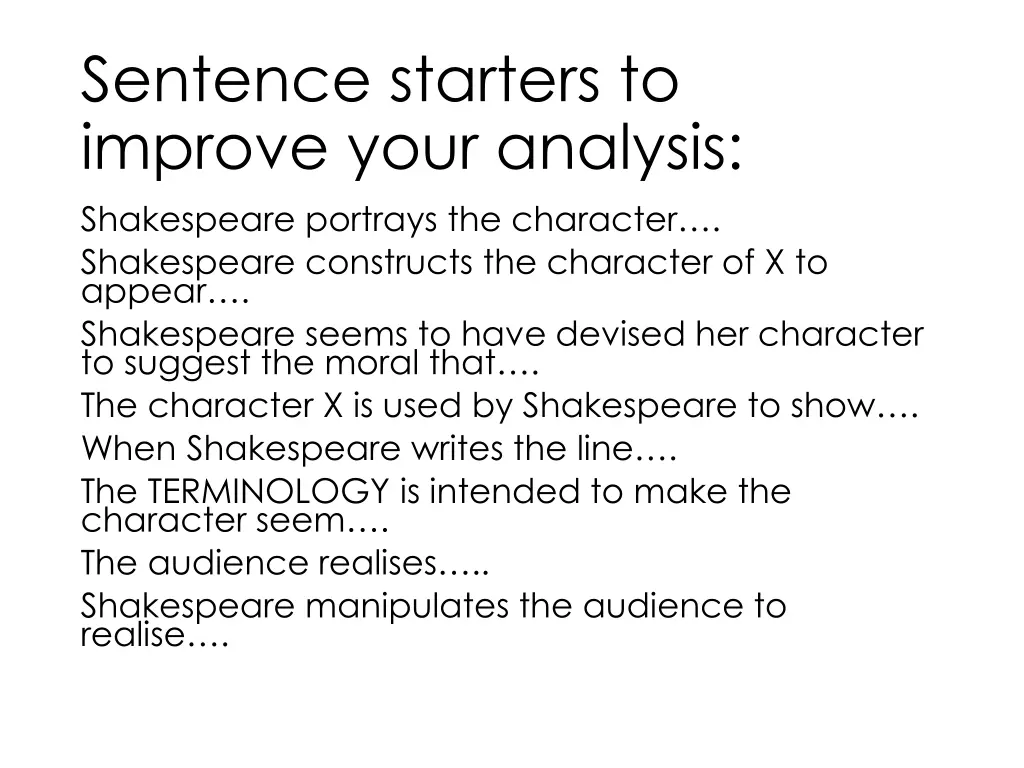 sentence starters to improve your analysis