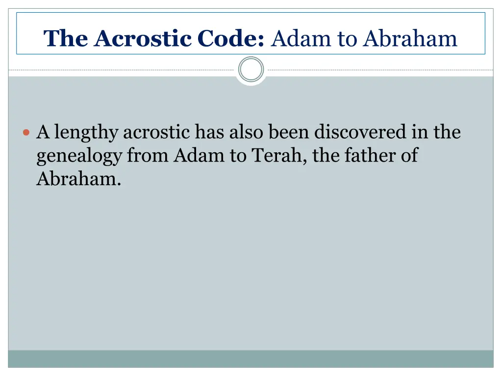 the acrostic code adam to abraham