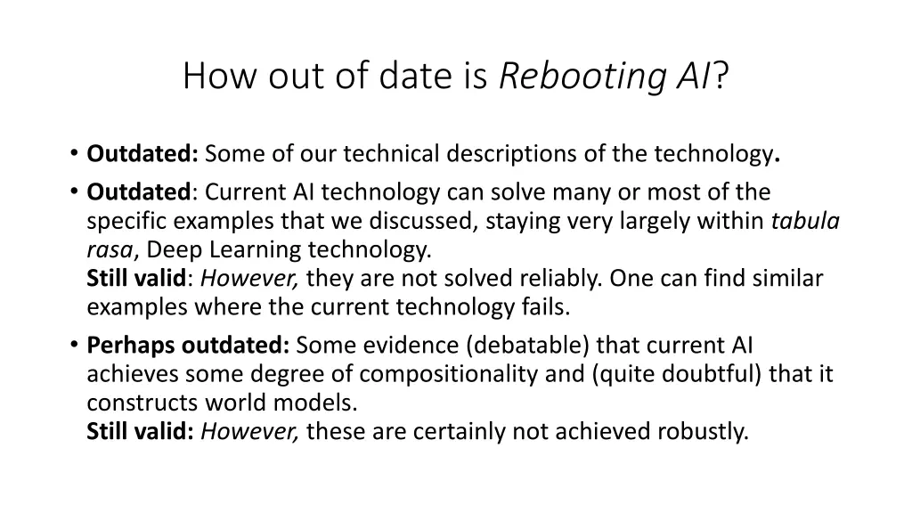 how out of date is rebooting ai