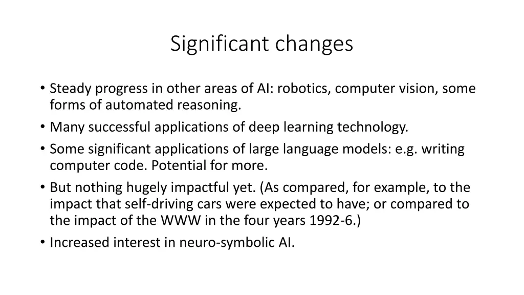 significant changes