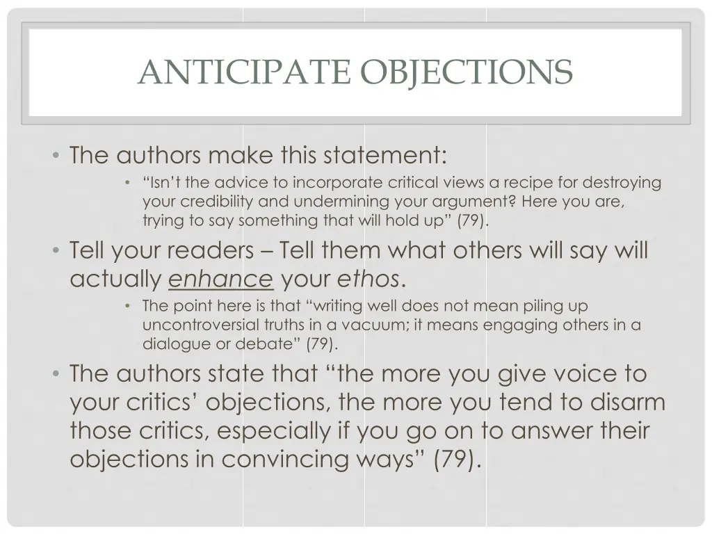 anticipate objections