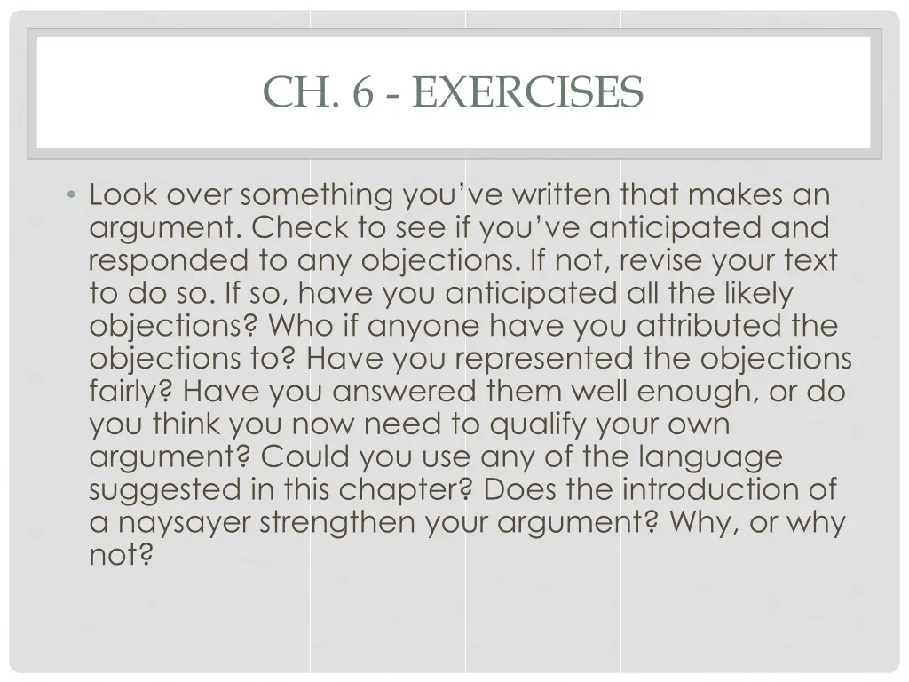 ch 6 exercises