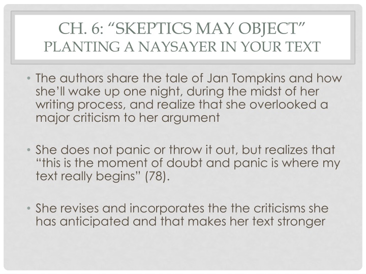 ch 6 skeptics may object planting a naysayer