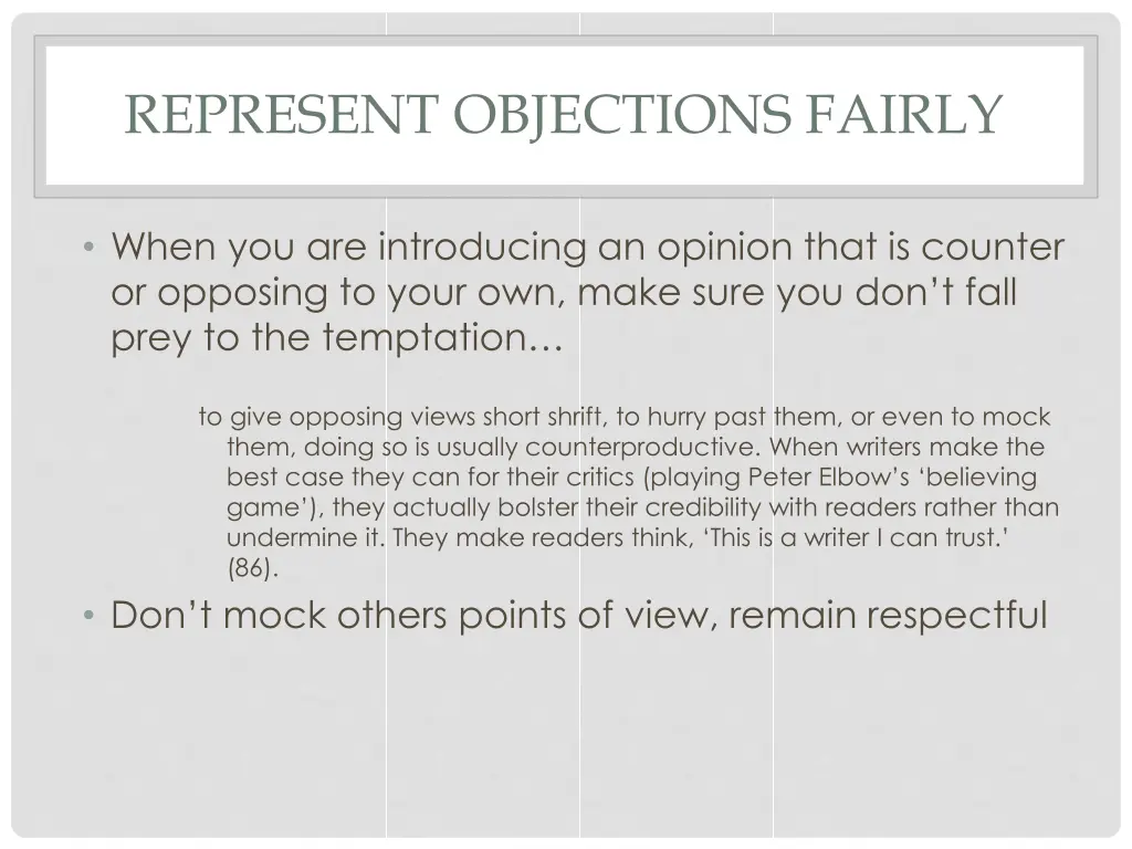 represent objections fairly