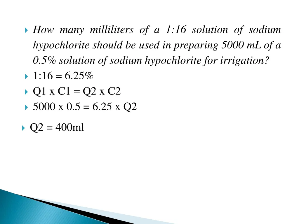 how many milliliters of a 1 16 solution of sodium