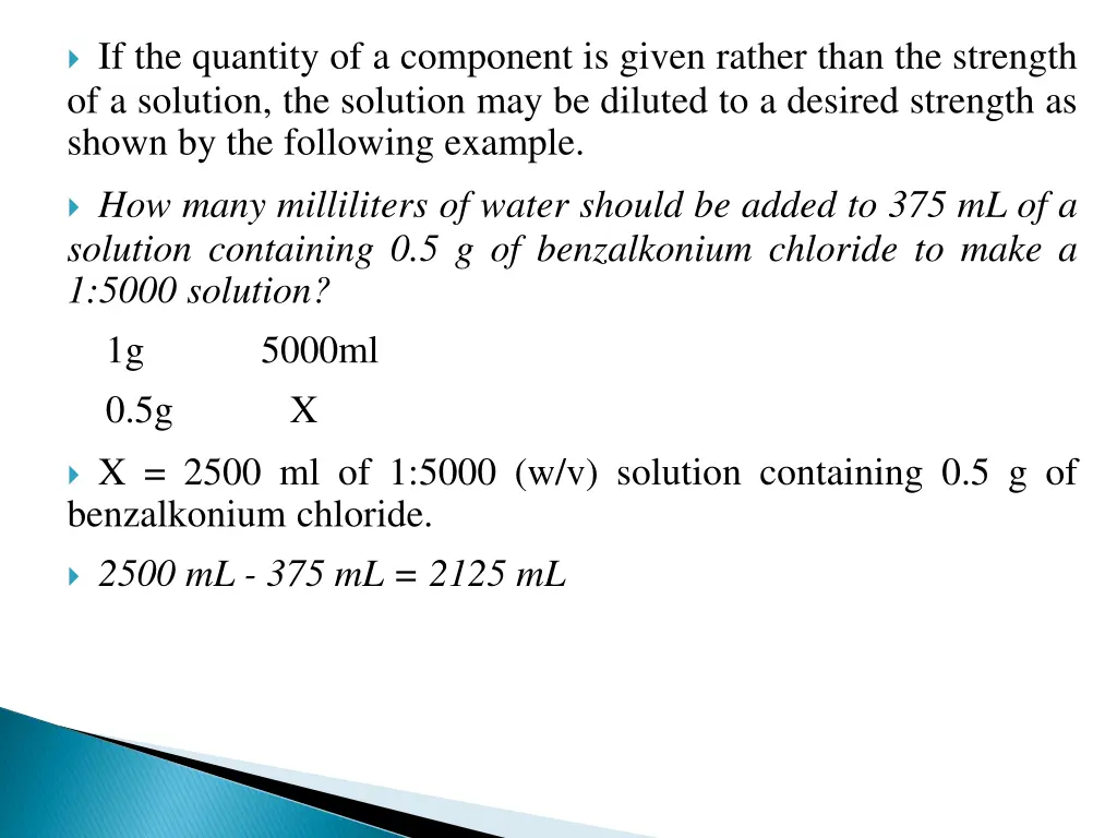 if the quantity of a component is given rather