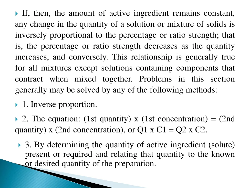 if then the amount of active ingredient remains