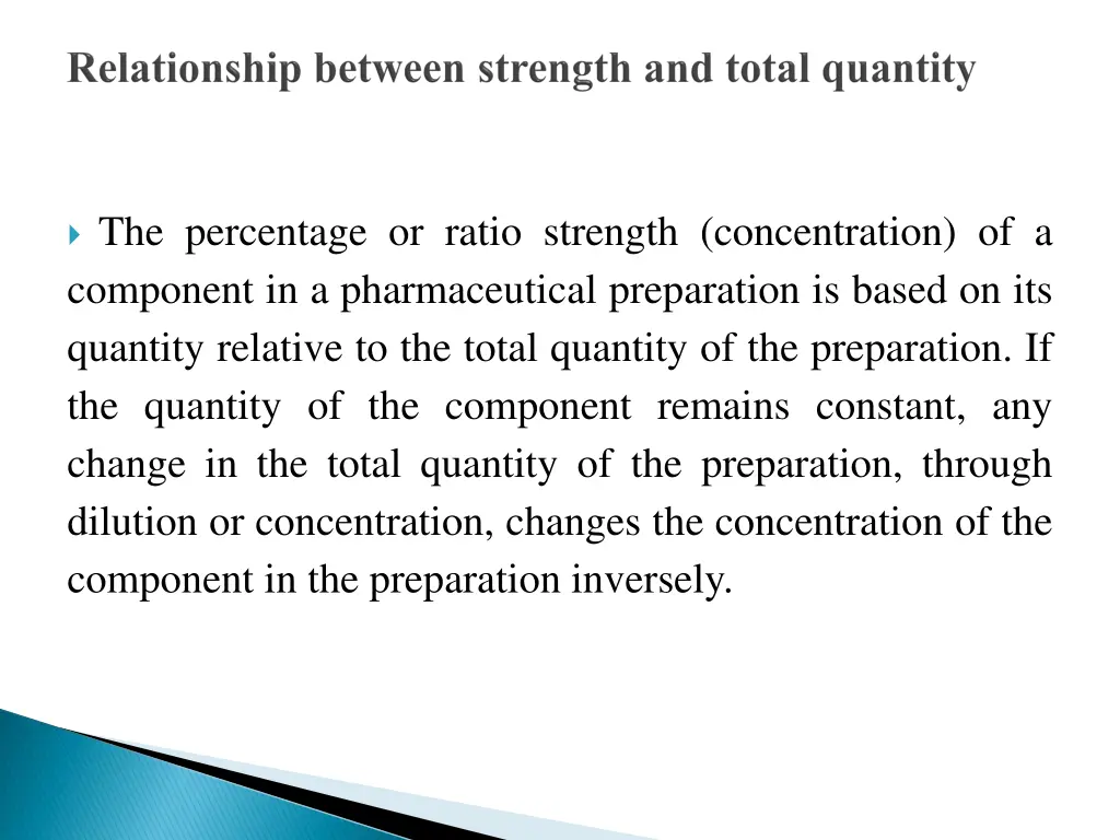 the percentage or ratio strength concentration