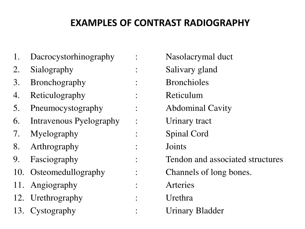 examples of contrast radiography