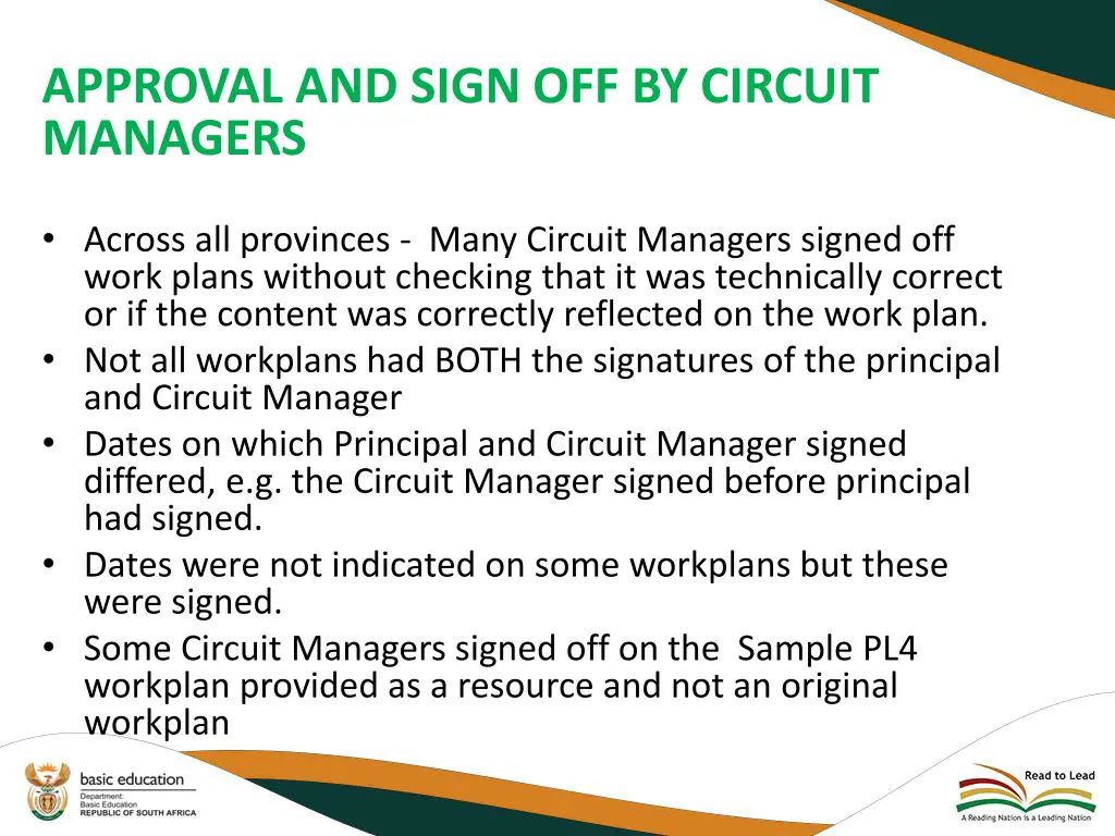 approval and sign off by circuit managers