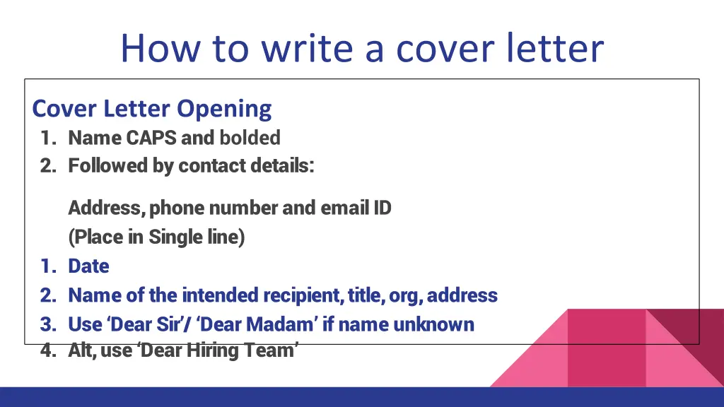 how to write a cover letter