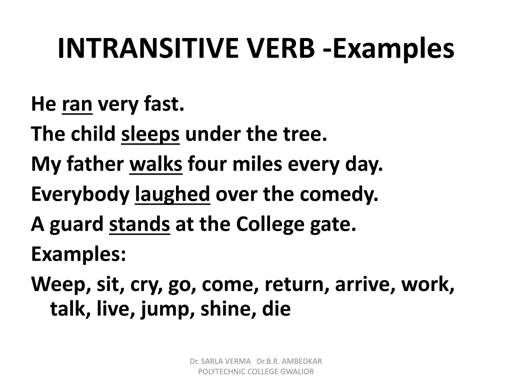 intransitive verb examples